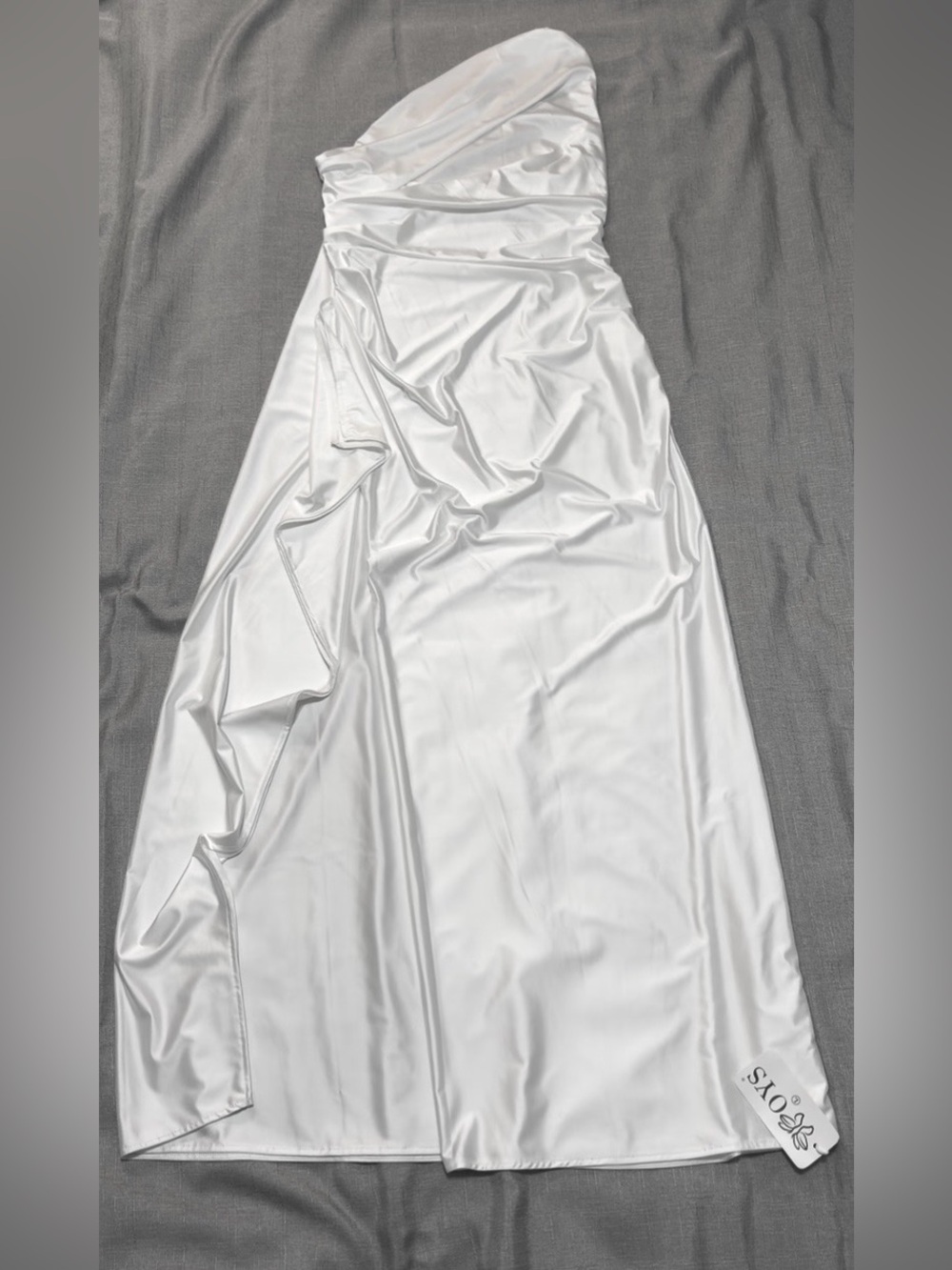 White Satin One-Shoulder Maxi Dress
